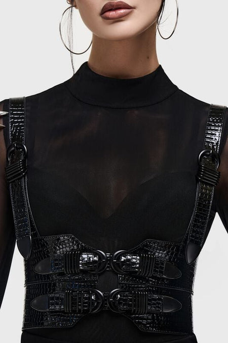 Corset Gothic de KIHILIST by KILLSTAR - Serpentrix Harness - XXL à M-L - pour Femme - noir - KIHILIST by KILLSTAR
