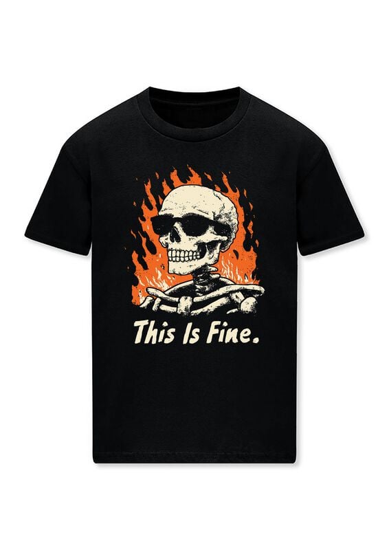T-Shirt Manches courtes Fun de Goodie Two Sleeves - This Is Fine - M à 3XL - pour Homme - noir - Goodie Two Sleeves