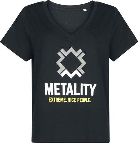 T-Shirt Manches courtes  de Metality - Girl V-Neck - S à XXL - pour Femme - noir - Metality