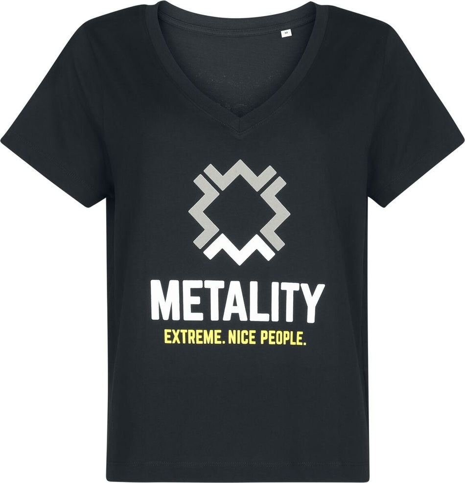 T-Shirt Manches courtes  de Metality - Girl V-Neck - S à XXL - pour Femme - noir - Metality