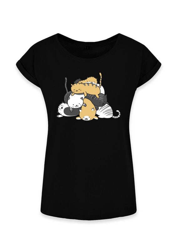 T-Shirt Manches courtes Fun de Goodie Two Sleeves - Catpile - S à XXL - pour Femme - noir - Goodie Two Sleeves