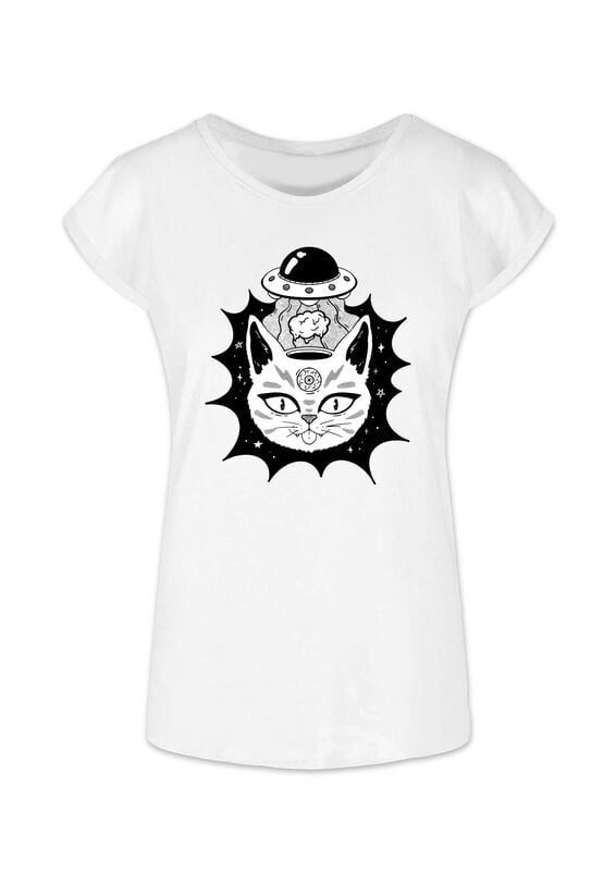 T-Shirt Manches courtes Fun de Goodie Two Sleeves - Trippy Cat - S à XXL - pour Femme - blanc - Goodie Two Sleeves