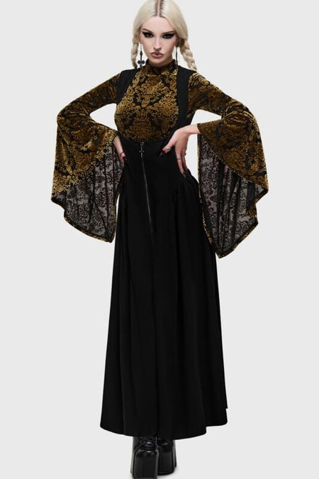 T-shirt manches longues Gothic de Killstar - What Darkness Returns - Vassago's Revenge Long Sleeve Top - XS à XXL - pour Femme - noir/or - Killstar