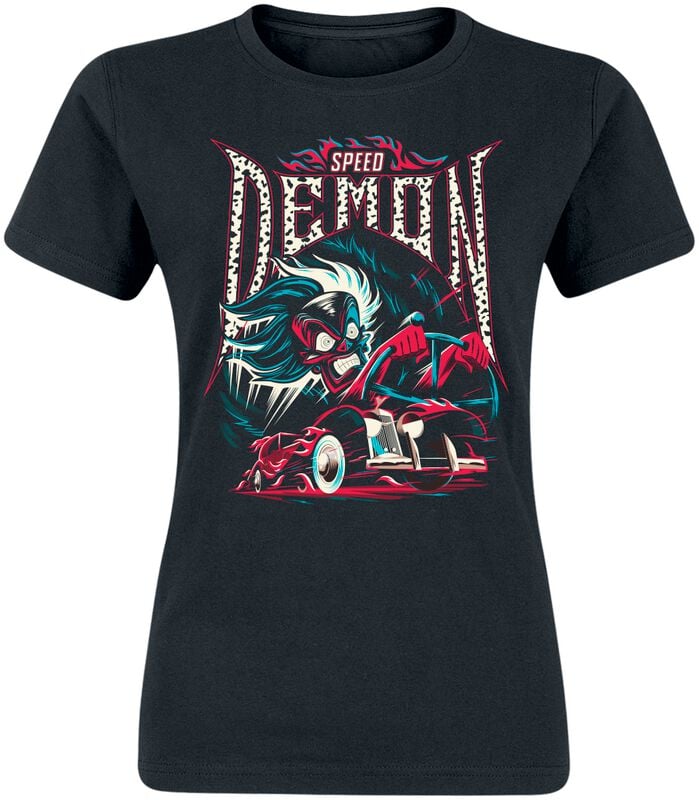 T-Shirt Manches courtes Disney de Les 101 Dalmatiens - Cruella Speed Demon - S à XXL - pour Femme - noir - Les 101 Dalmatiens