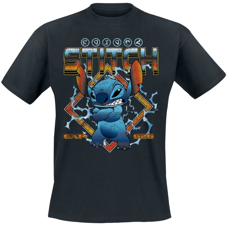 T-Shirt Manches courtes Disney de Lilo & Stitch - Angry - M à L - pour Homme - noir - Lilo & Stitch