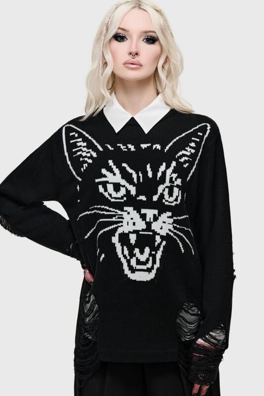 Sweat-shirt Gothic de Killstar - What Darkness Returns - Fang Knitted Sweater - XS à 4XL - pour Femme - noir - Killstar