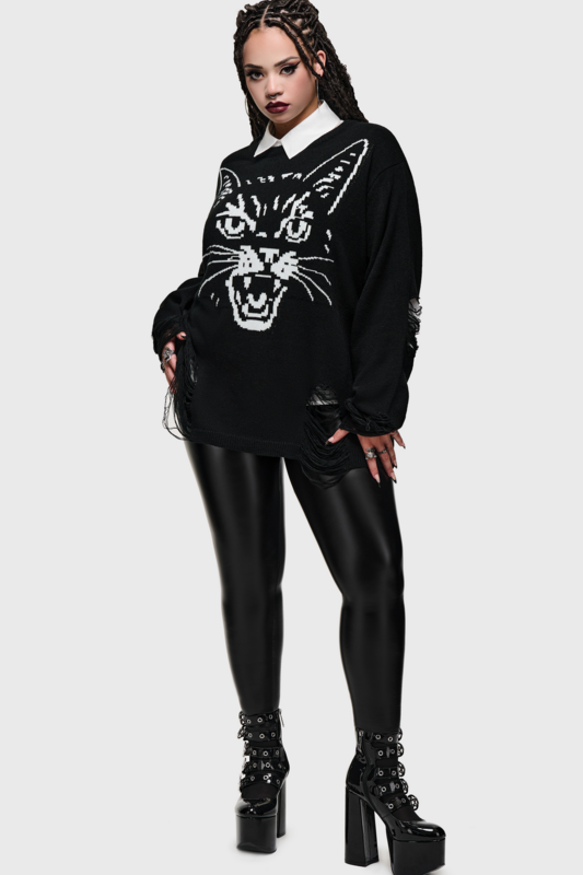 Sweat-shirt Gothic de Killstar - What Darkness Returns - Fang Knitted Sweater - XS à 4XL - pour Femme - noir - Killstar - View 2