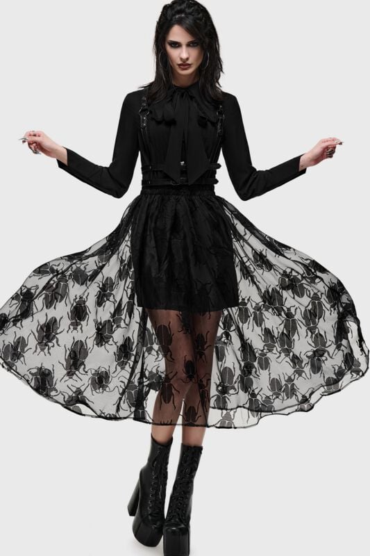 Jupe mi-longue Gothic de Killstar - What Darkness Returns - Insecta Midi Skirt - XS à 4XL - pour Femme - noir - Killstar