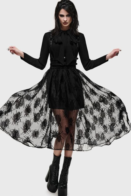 Jupe mi-longue Gothic de Killstar - What Darkness Returns - Insecta Midi Skirt - XS à 4XL - pour Femme - noir - Killstar