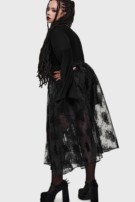 Jupe mi-longue Gothic de Killstar - What Darkness Returns - Insecta Midi Skirt - XS à 4XL - pour Femme - noir - Killstar - View 2