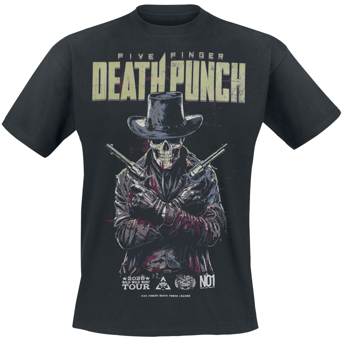 T-Shirt Manches courtes  de Five Finger Death Punch - Crossed Pistols - S à 5XL - pour Homme - noir - Five Finger Death Punch