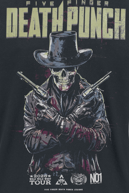 T-Shirt Manches courtes  de Five Finger Death Punch - Crossed Pistols - S à 5XL - pour Homme - noir - Five Finger Death Punch - View 2