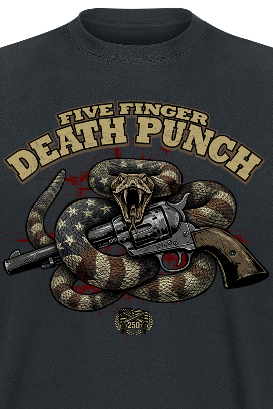 T-Shirt Manches courtes  de Five Finger Death Punch - Rattle Snake Mock Up - S à 5XL - pour Homme - noir - Five Finger Death Punch - View 2