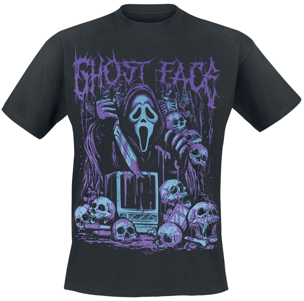 T-Shirt Manches courtes  de Scream (Film) - Ghostface - Television Skeleton - XL - pour Homme - noir - Scream (Film)