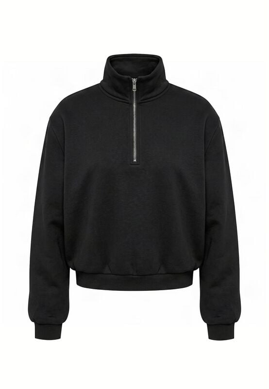 Sweat-shirt  de Urban Classics - Ladies Fluffy Loose Fit Troyer - XS à 3XL - pour Femme - noir - Urban Classics