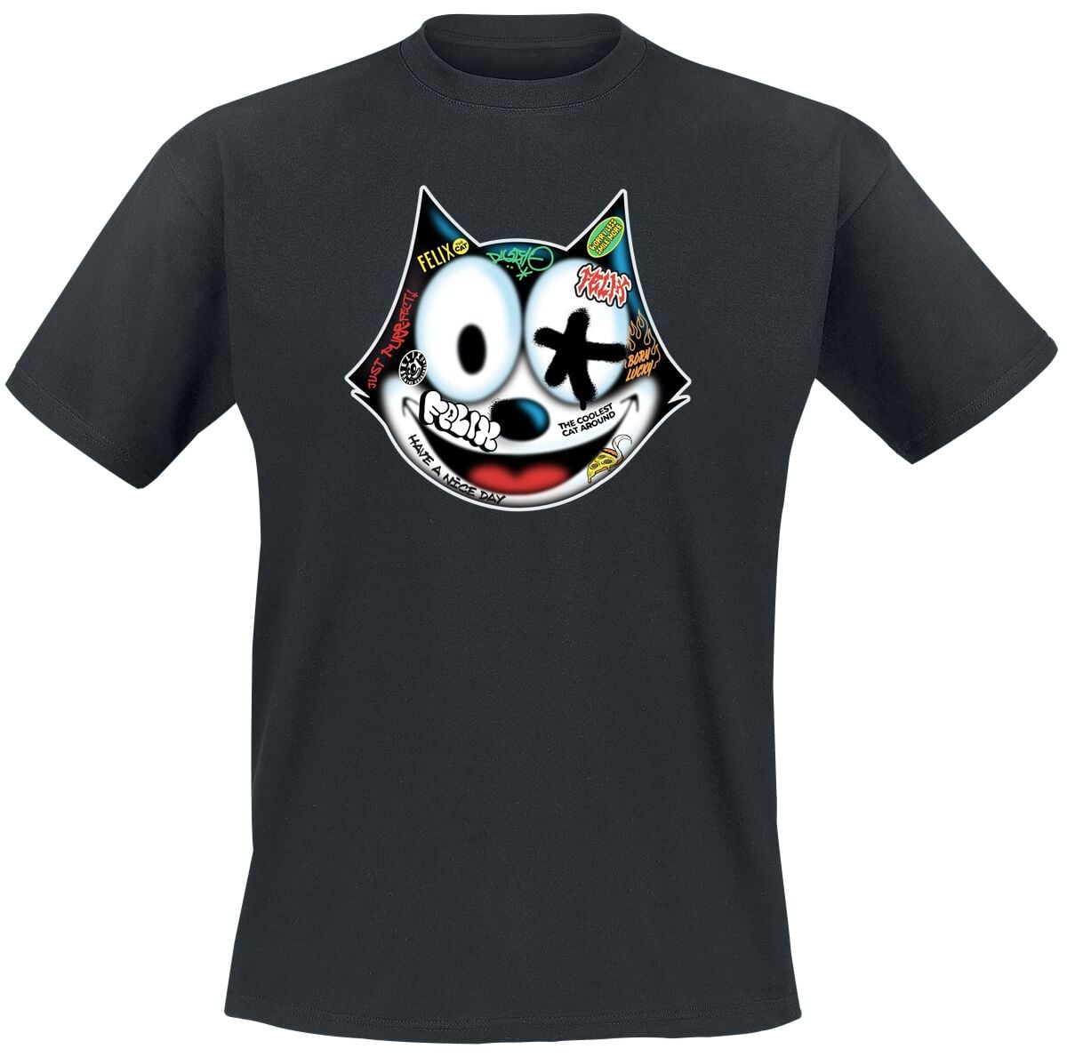 T-Shirt Manches courtes  de Félix Le Chat - Graffiti - M à XXL - pour Homme - noir - Félix Le Chat