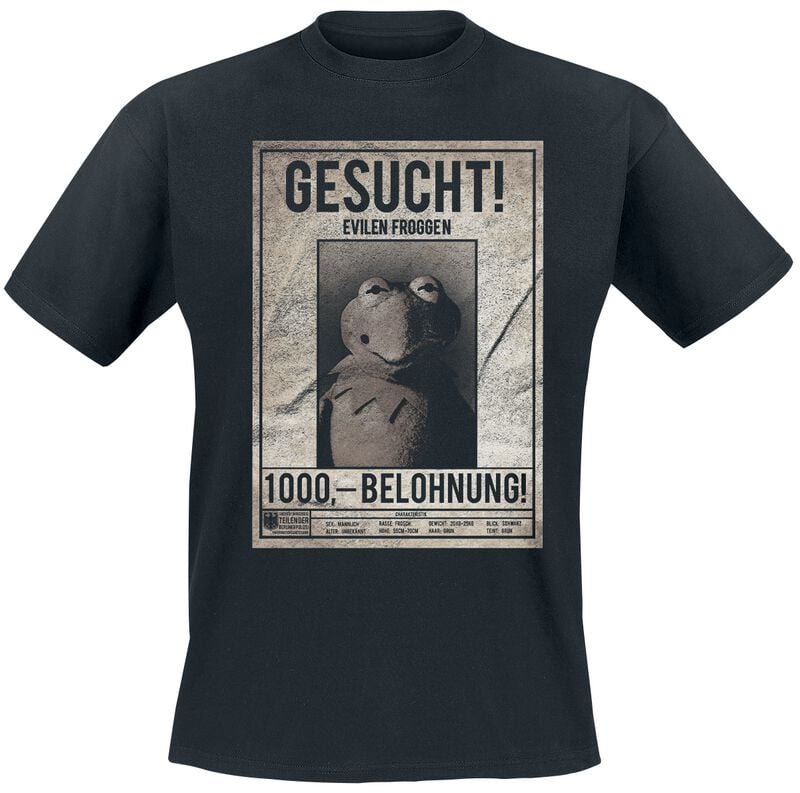 T-Shirt Manches courtes Disney de Les Muppets - Evilen Froggen Poster - M à 3XL - pour Homme - noir - Les Muppets