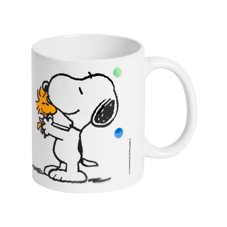 Mug  de Snoopy - Ein Lächeln ist der schönste Start in den Tag! - pour Indifférent - blanc - Snoopy - View 2