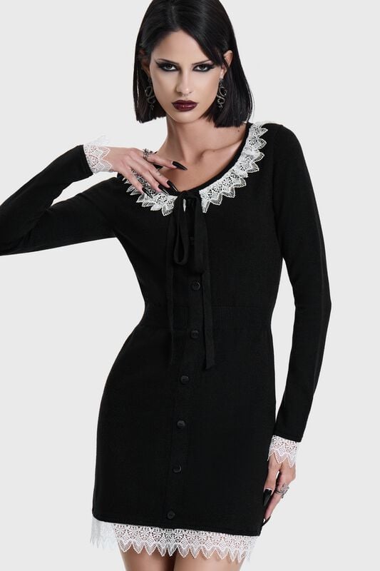 Robe courte Gothic de Killstar - VICTORIA'S WRATH KNITTED MINI DRESS - XS à 4XL - pour Femme - noir - Killstar