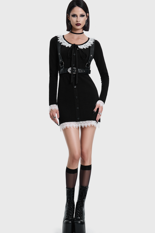 Robe courte Gothic de Killstar - VICTORIA'S WRATH KNITTED MINI DRESS - XS à 4XL - pour Femme - noir - Killstar - View 2