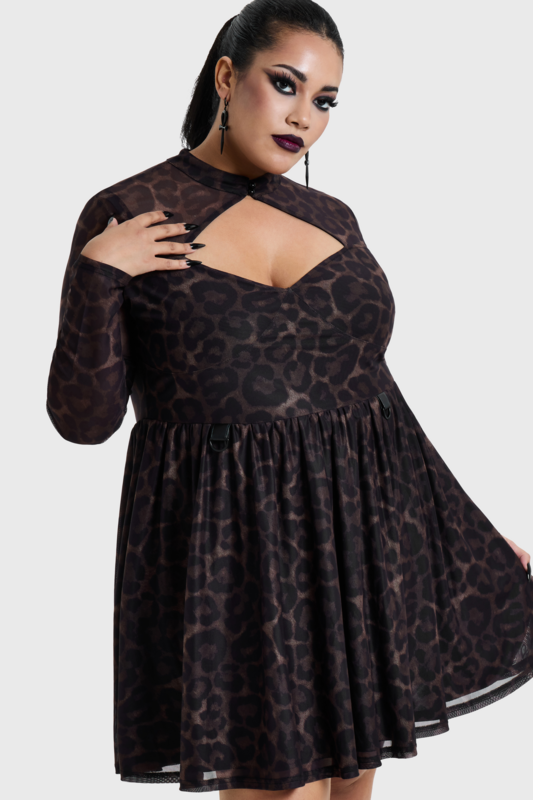 Robe courte Gothic de Killstar - LEOPARD MINI DRESS - XS à 4XL - pour Femme - marron - Killstar - View 2