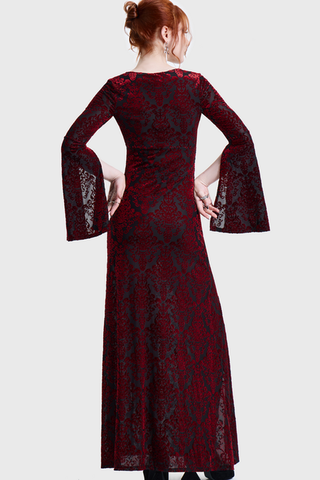 Robe longue Gothic de Killstar - DAEMON'S CURSE MAXI DRESS - XS à 4XL - pour Femme - noir/rouge - Killstar - View 2