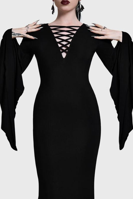 Robe longue Gothic de Killstar - SERAPHELLE MAXI DRESS - XS à 4XL - pour Femme - noir - Killstar