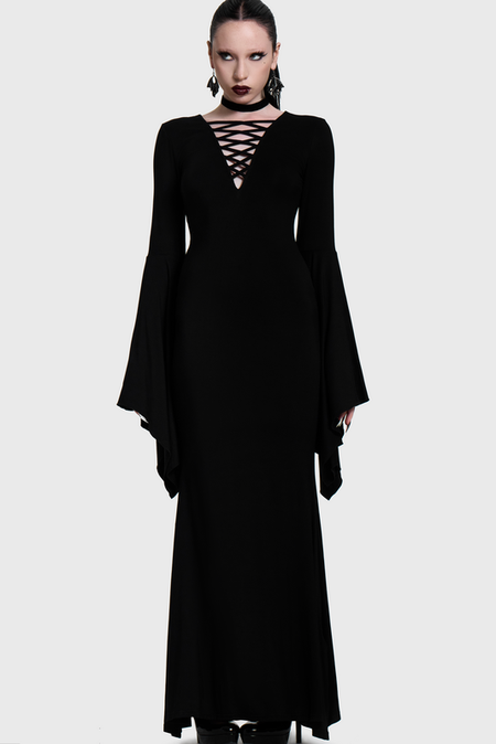 Robe longue Gothic de Killstar - SERAPHELLE MAXI DRESS - XS à 4XL - pour Femme - noir - Killstar - View 2
