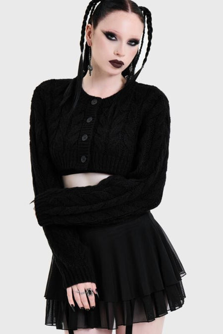 Gilets & Ponchos Gothic de KIHILIST by KILLSTAR - SKUKTRA CROPPED CARDIGAN - S à XXL - pour Femme - noir - KIHILIST by KILLSTAR