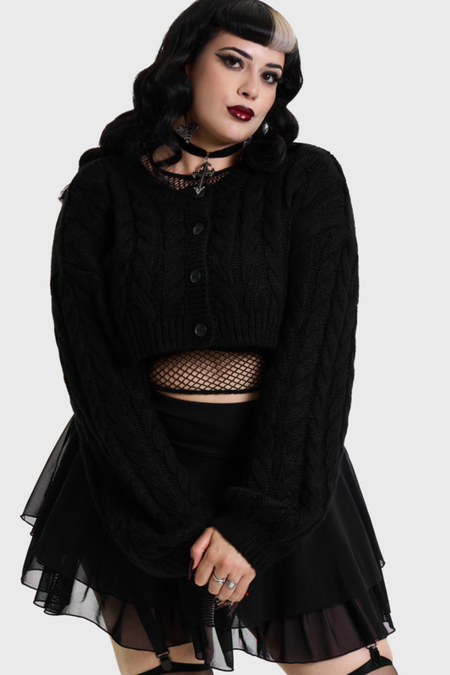 Gilets & Ponchos Gothic de KIHILIST by KILLSTAR - SKUKTRA CROPPED CARDIGAN - S à XXL - pour Femme - noir - KIHILIST by KILLSTAR - View 2