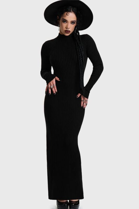 Robe longue Gothic de KIHILIST by KILLSTAR - SKULTRA KNIT MAXI DRESS - XS à XXL - pour Femme - noir - KIHILIST by KILLSTAR