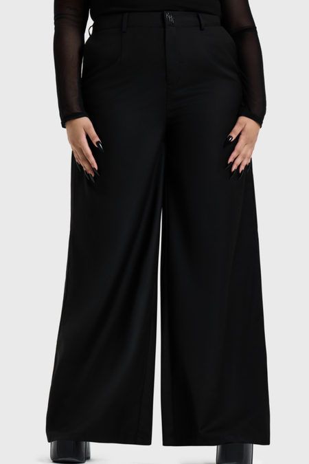 Pantalon en toile Gothic de KIHILIST by KILLSTAR - WITCHMARKED HIGH WAIST TROUSERS - XS à 4XL - pour Femme - noir - KIHILIST by KILLSTAR - View 2