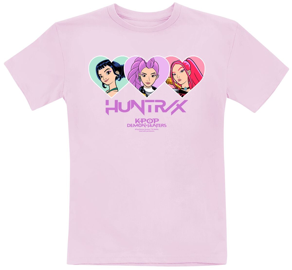 T-shirt  de KPop Demon Hunters - Huntrix Hearts - 128 à 152 - pour filles - rose - KPop Demon Hunters