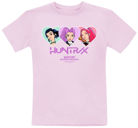 T-shirt  de KPop Demon Hunters - Huntrix Hearts - 128 à 152 - pour filles - rose - KPop Demon Hunters