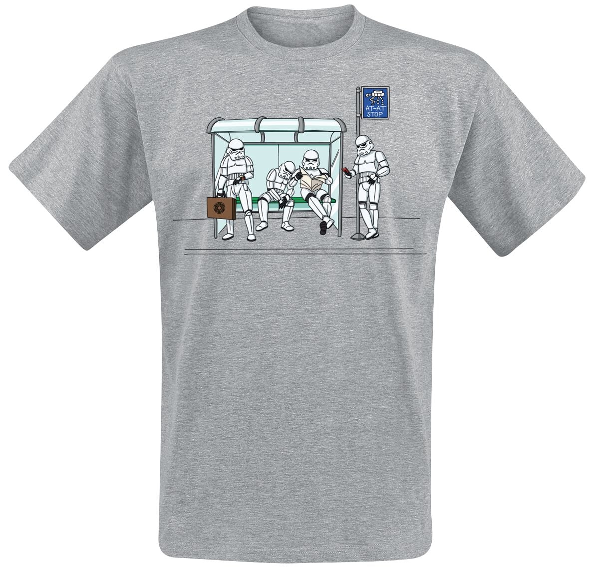 T-Shirt Manches courtes Disney de Star Wars - Stormtrooper Bus Stop - M à XXL - pour Homme - gris chiné - Star Wars