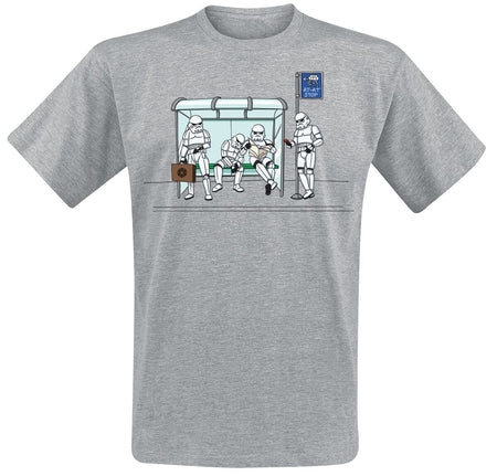 T-Shirt Manches courtes Disney de Star Wars - Stormtrooper Bus Stop - M à XXL - pour Homme - gris chiné - Star Wars