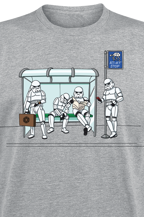 T-Shirt Manches courtes Disney de Star Wars - Stormtrooper Bus Stop - M à XXL - pour Homme - gris chiné - Star Wars - View 2