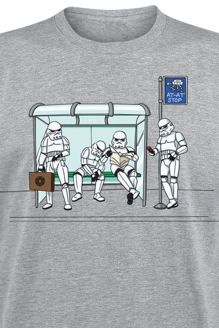 T-Shirt Manches courtes Disney de Star Wars - Stormtrooper Bus Stop - M à XXL - pour Homme - gris chiné - Star Wars - View 2