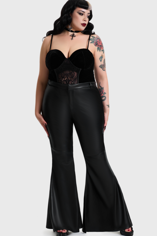 Pantalon en toile Gothic de Killstar - CRUCIFIX FLARES - XS à 4XL - pour Femme - noir - Killstar - View 2