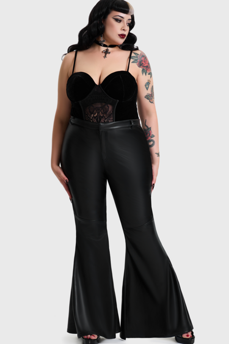Pantalon en toile Gothic de Killstar - CRUCIFIX FLARES - XS à 4XL - pour Femme - noir - Killstar - View 2
