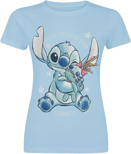 T-Shirt Manches courtes Disney de Lilo & Stitch - Stitch - Câlins - S à XXL - pour Femme - bleu - Lilo & Stitch