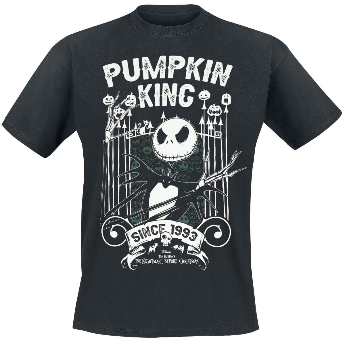 T-Shirt Manches courtes Disney de L'Étrange Noël De Monsieur Jack - Pumpkin King Since 1993 - S à XXL - pour Homme - noir - L'Étrange Noël De Monsieur Jack
