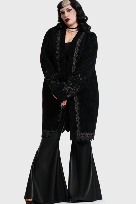 Gilets & Ponchos Gothic de Killstar - CATHEDRA SPIRES KNITTED CARDIGAN - XS à 4XL - pour Femme - noir/rouge - Killstar - View 2