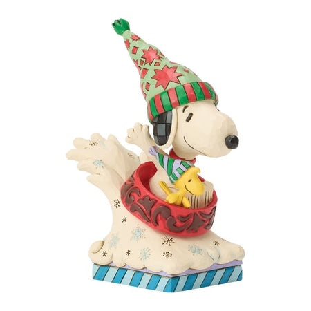 Figurine de collection  de Die Peanuts - Snoopy & Woodstock sur Luge - pour Indifférent - multicolore - Die Peanuts