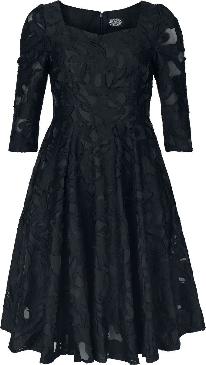 Robe mi-longue Rockabilly de H&R London - Soft Bloom Dress - XS à 3XL - pour Femme - noir - H&R London