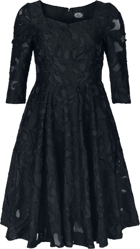 Robe mi-longue Rockabilly de H&R London - Soft Bloom Dress - XS à 3XL - pour Femme - noir - H&R London