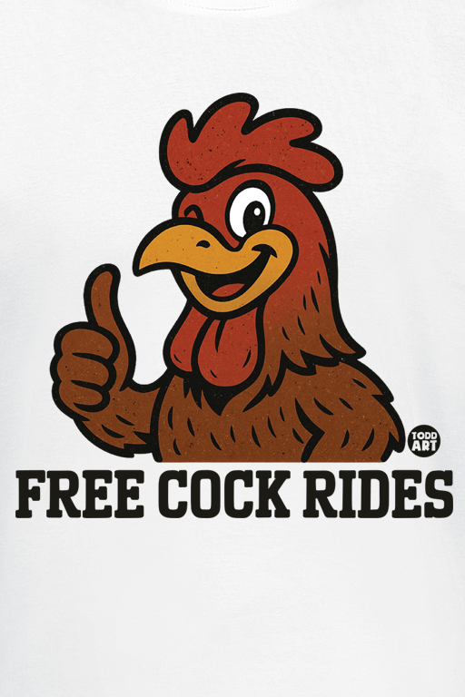 T-Shirt Manches courtes Fun de Todd Goldman - Free Cock Rides Rooster - M à 3XL - pour Homme - blanc - Todd Goldman - View 2