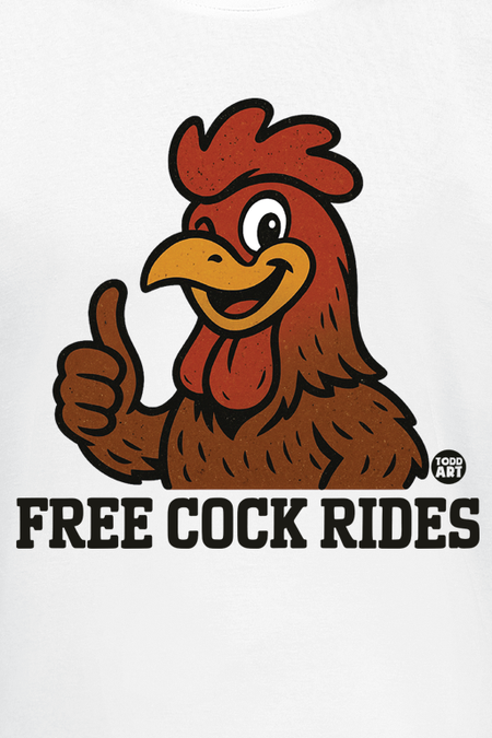T-Shirt Manches courtes Fun de Todd Goldman - Free Cock Rides Rooster - M à 3XL - pour Homme - blanc - Todd Goldman - View 2