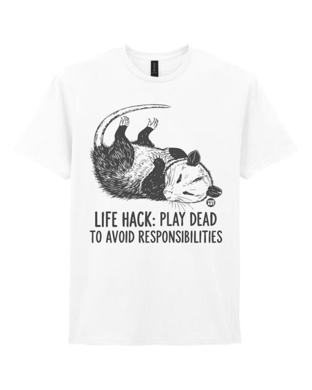 T-Shirt Manches courtes Fun de Todd Goldman - Live Hack: Play Dead To Avoid Responsibilities - M à 3XL - pour Homme - blanc - Todd Goldman