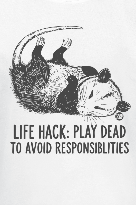 T-Shirt Manches courtes Fun de Todd Goldman - Live Hack: Play Dead To Avoid Responsibilities - M à 3XL - pour Homme - blanc - Todd Goldman - View 2